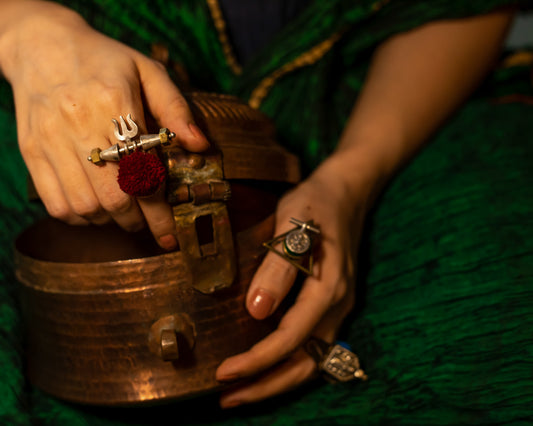 Trishul silver ring