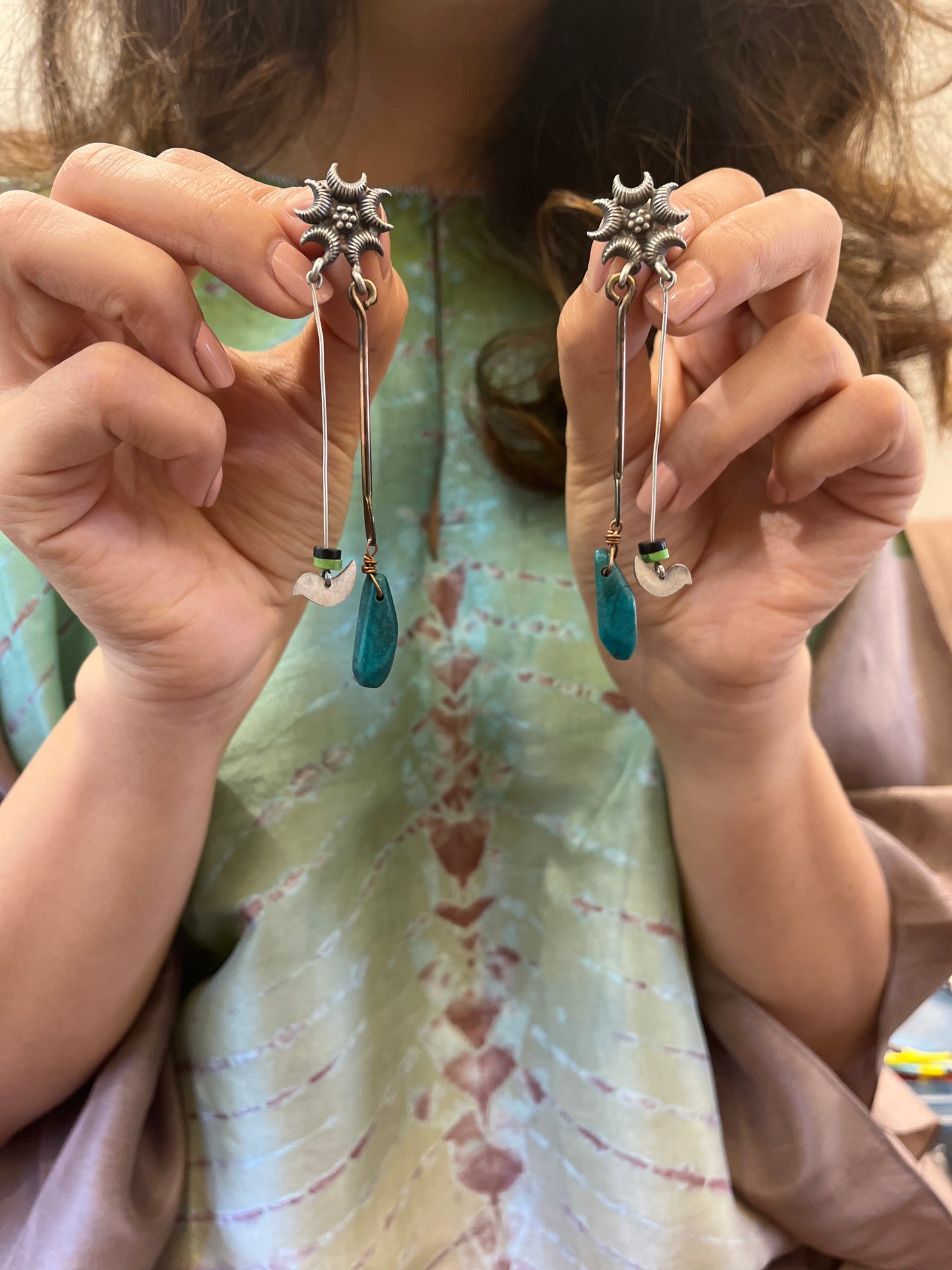 Silver turquoise bead earring