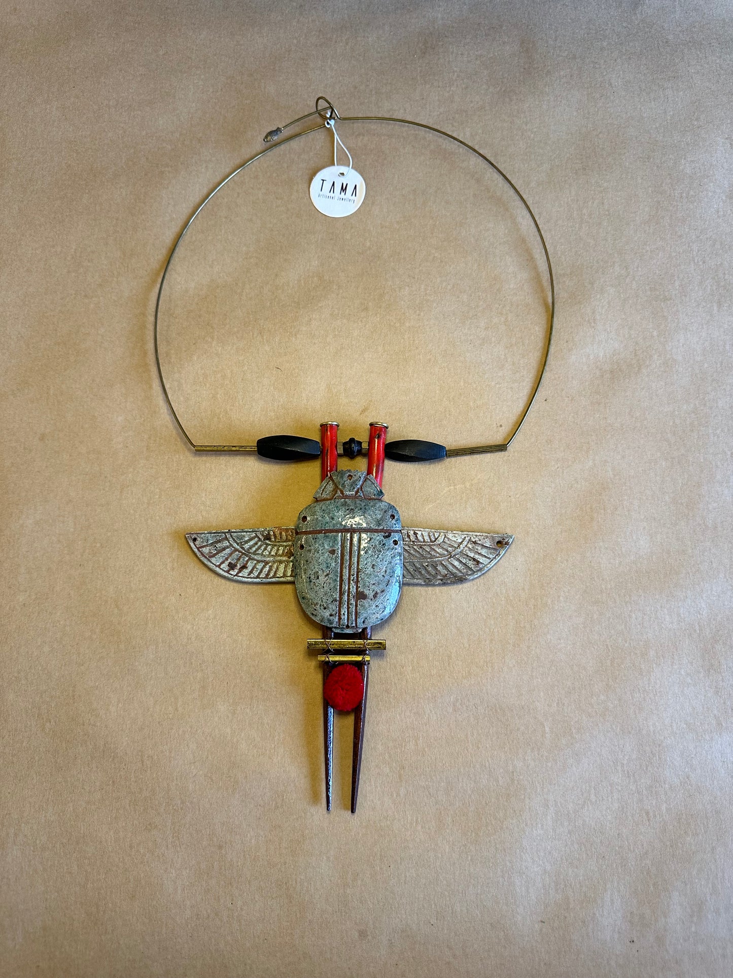 Egyptian scarab beetle necklace