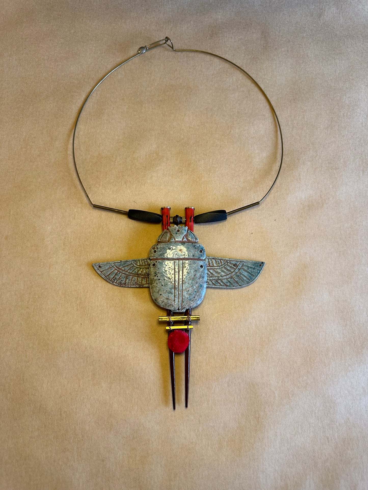 Egyptian scarab beetle necklace