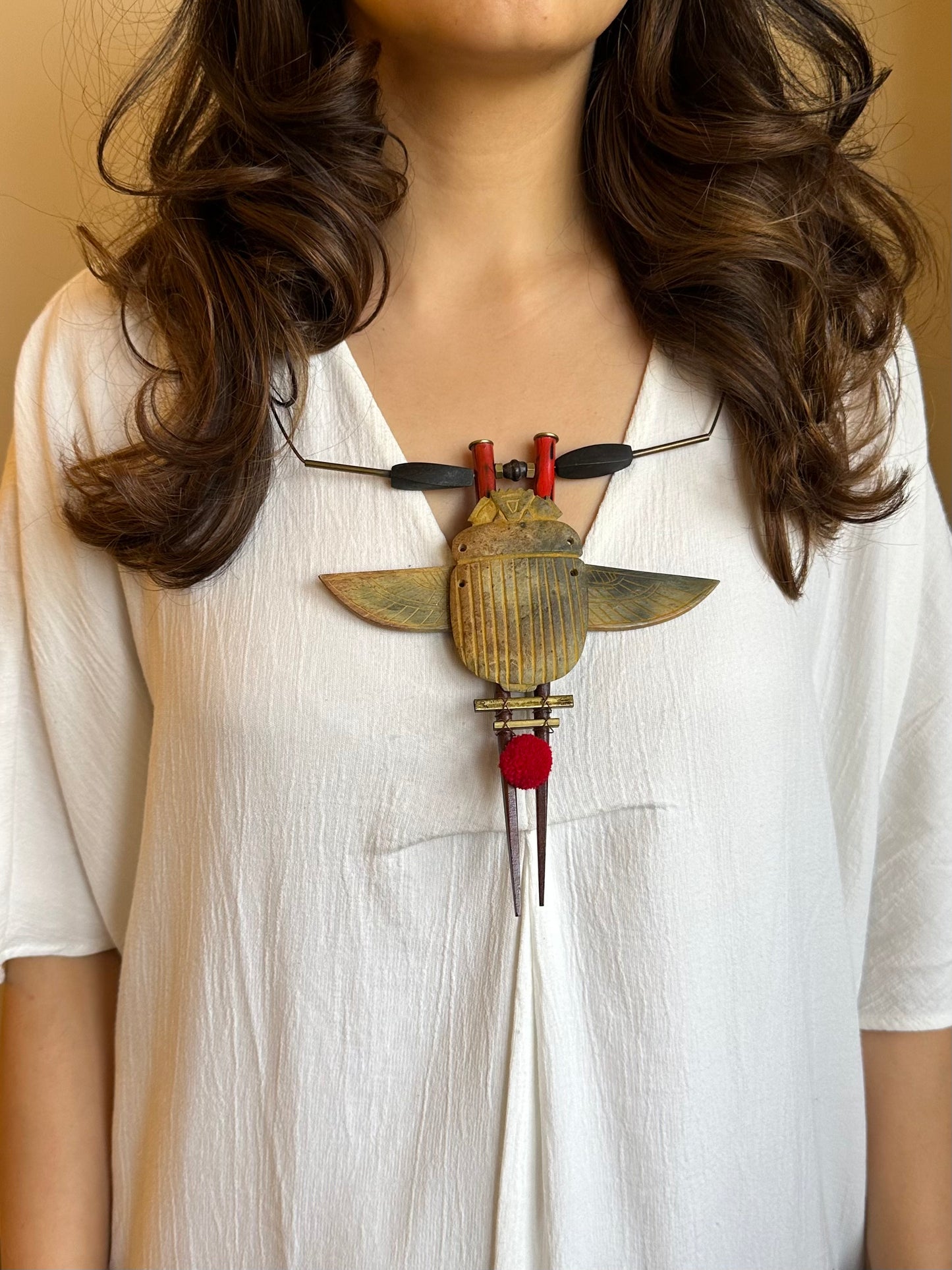 Egyptian scarab beetle necklace