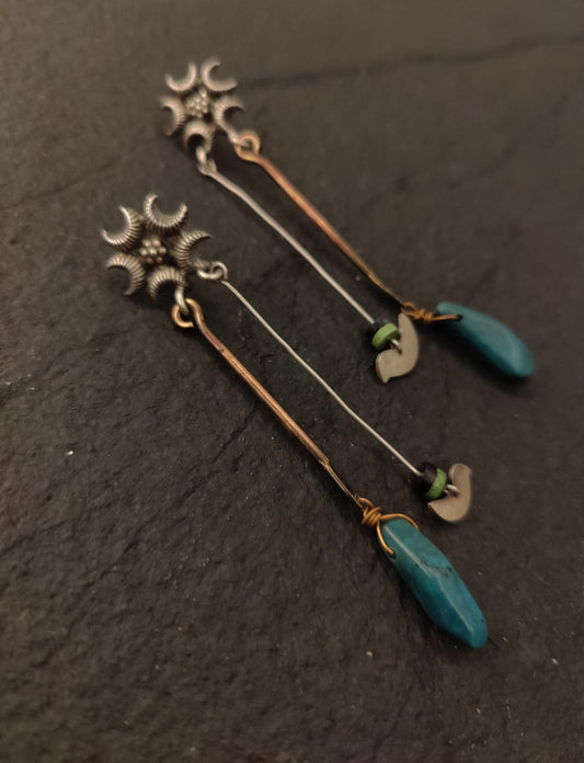 Silver turquoise bead earring