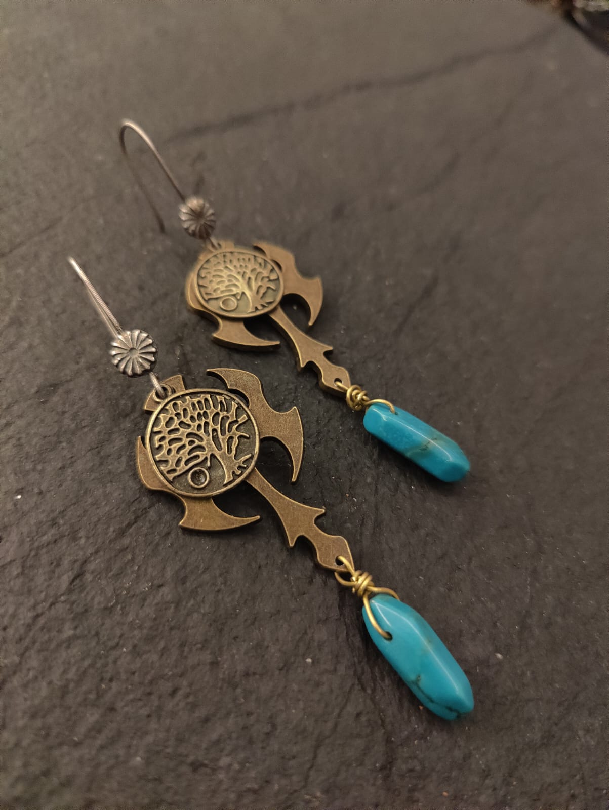 Silver turquoise bead earring