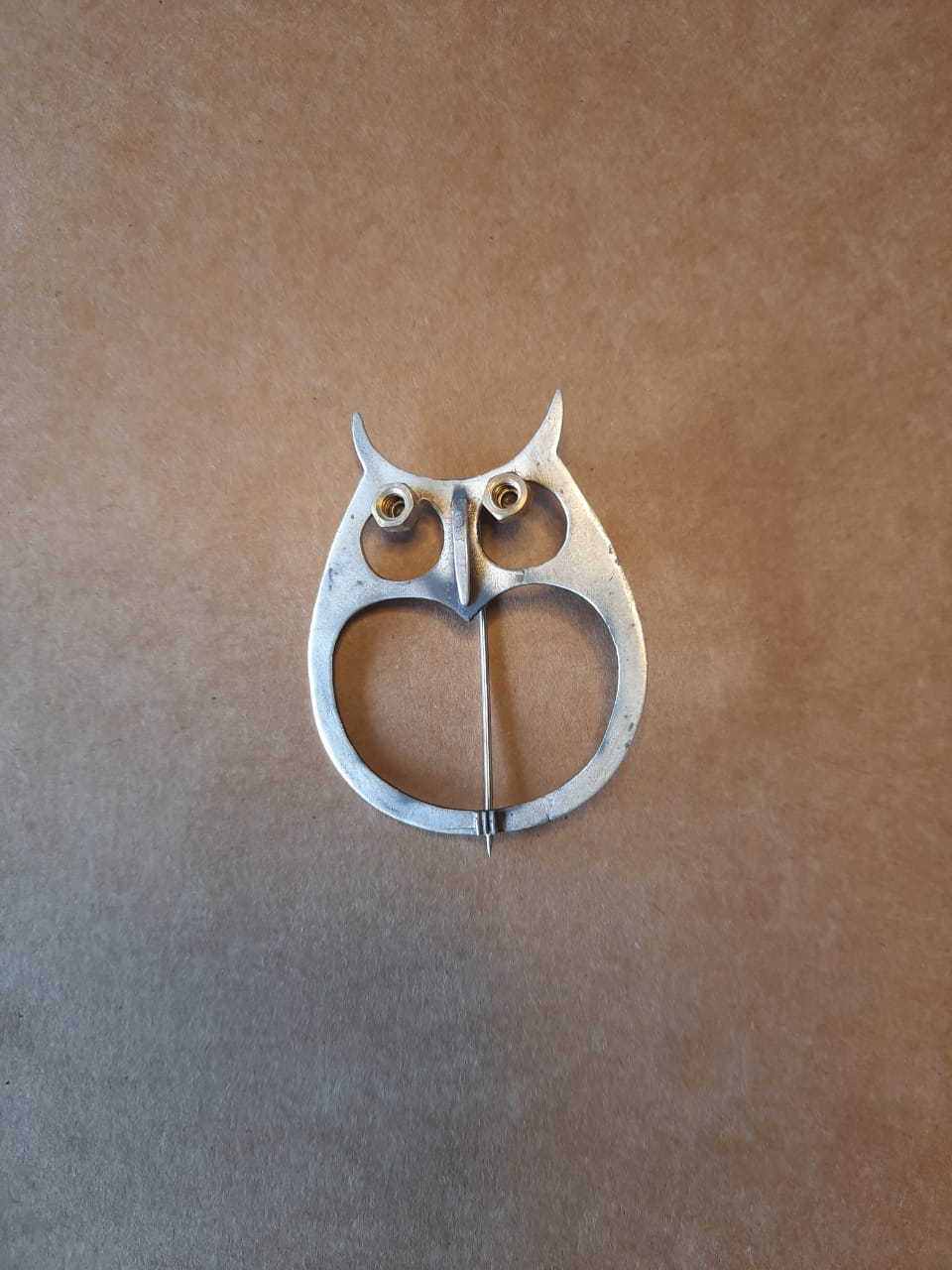 Pure silver owl brooch