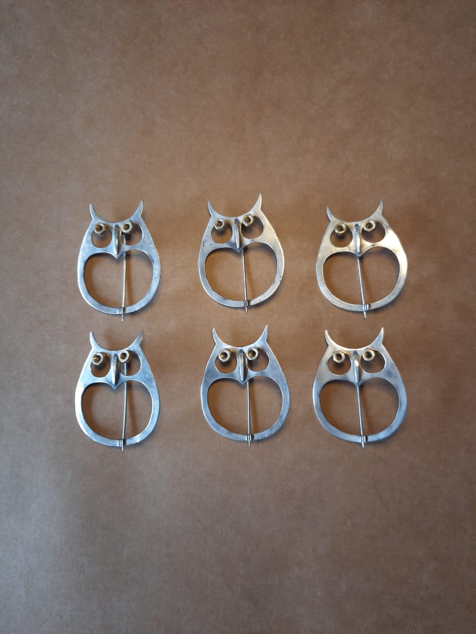 Pure silver owl brooch