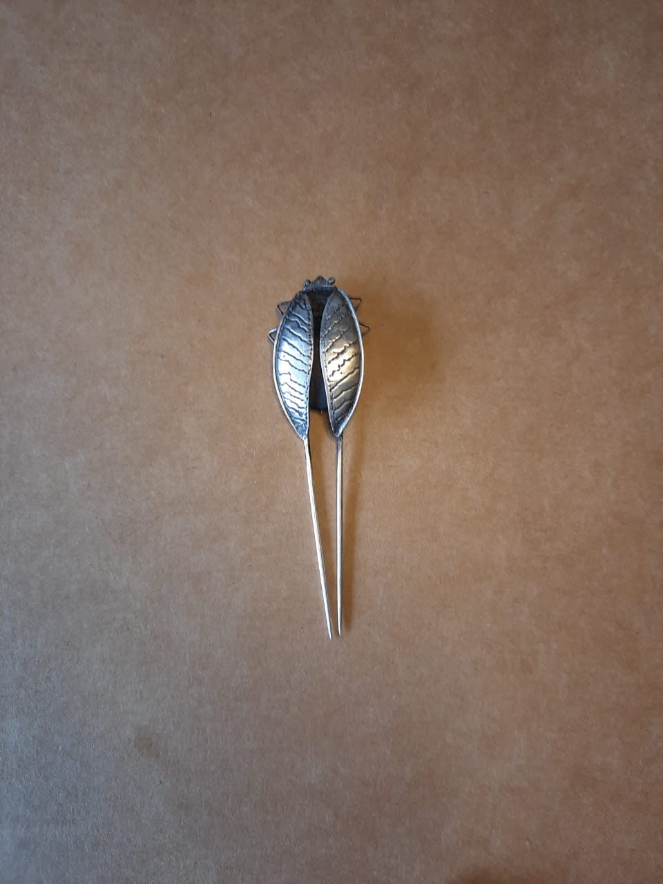 Pure silver beetle brooch and hair pin